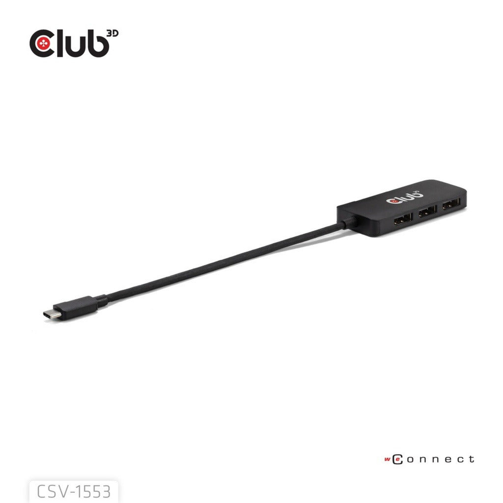 Club 3D USB-C til Triple DisplayPort MST Hub (sort, 4K60Hz)