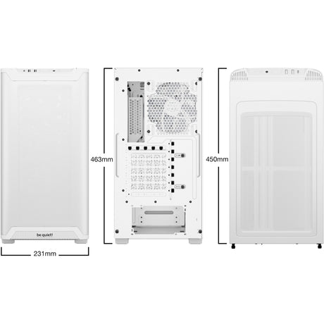 Vær stille! ren base 501 lx midi tårnhus (hvid | 2x USB-A | 1x USB-C | RGB | hærdet glas)