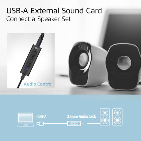 Akt-tilslutning USB-A eksternt lydkort (sort)