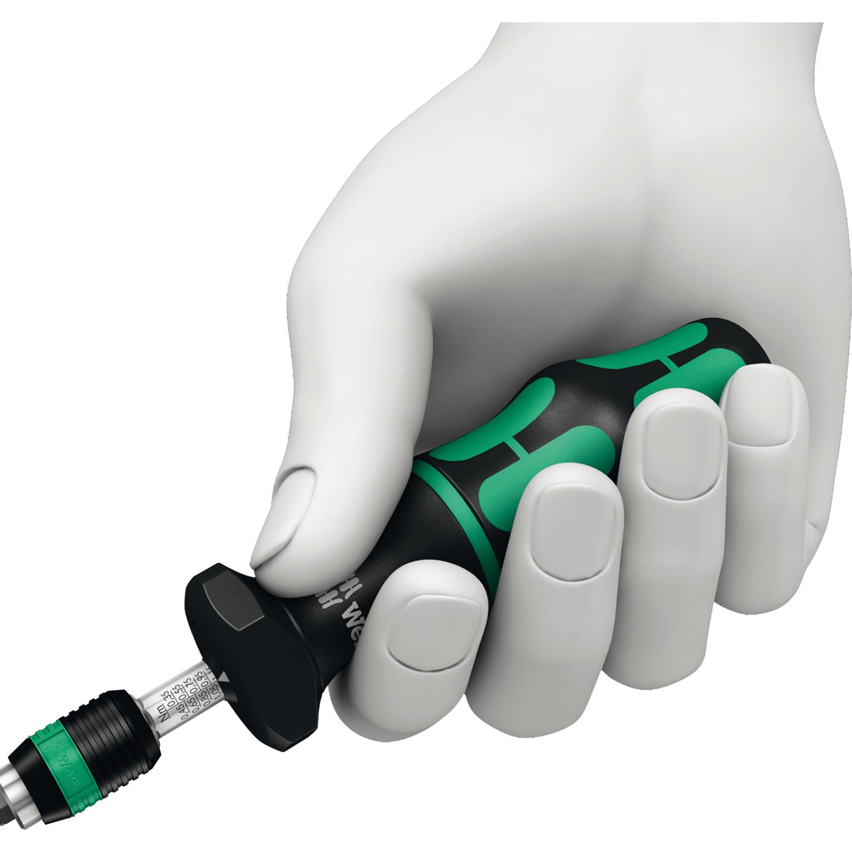 Wera serie 7400 Kraftform justerbar momentskruetrækker momentnøgle (sort grøn, 0,3 til 1,2 nm, med Rapidaptor quick-change holder)