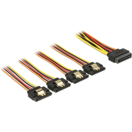 Delock sata 15 pin strøm > sata 15 pin strøm 4x kabel (sort rød, 0,15 meter)