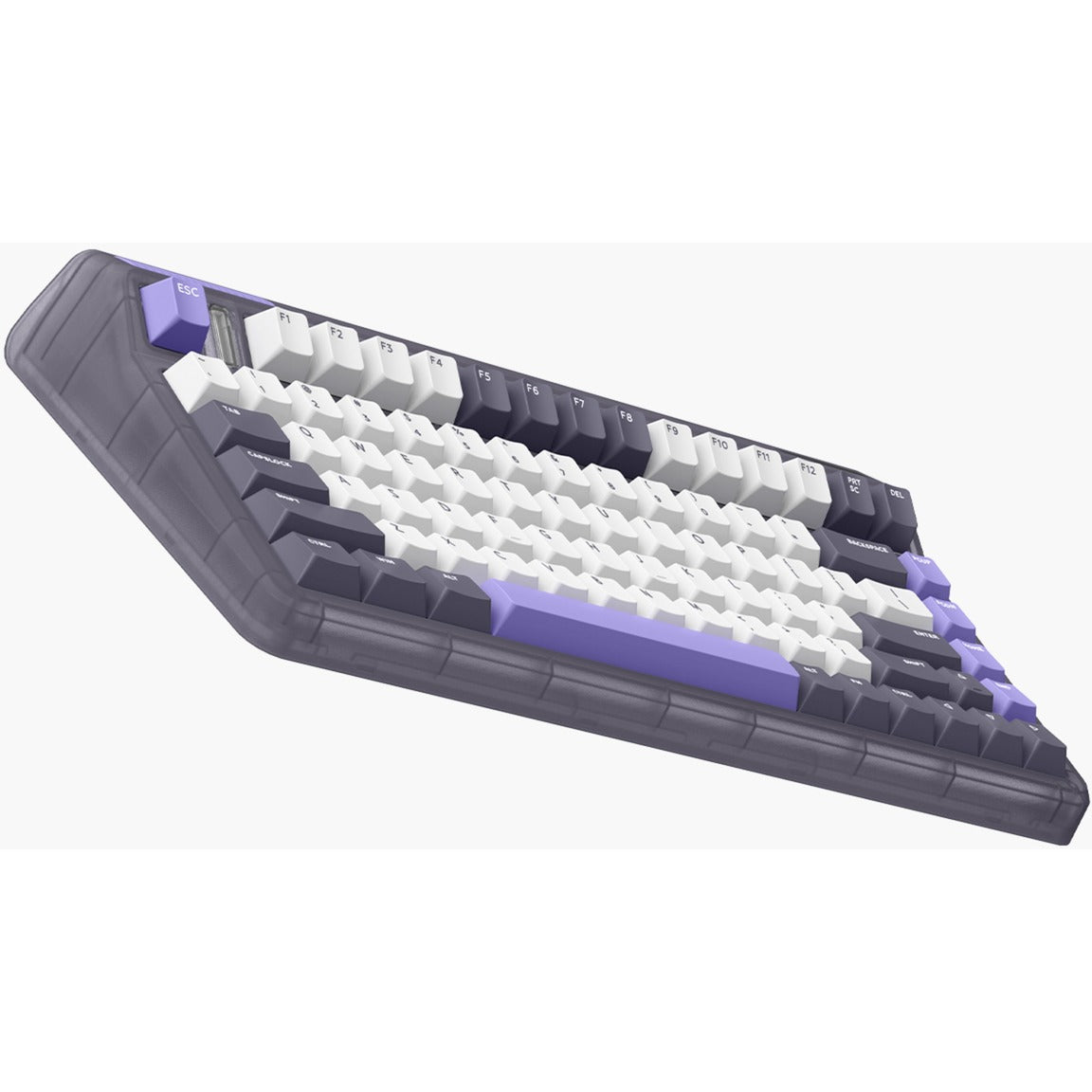 Iqunix og80 lavandin trådløst mekanisk tastatur (lavendel, us-layout (qwerty), cherry mx brown, 80% (tkl), hot-swappable, pbt, 2.4ghz | bluetooth 5.1 | usb-c)