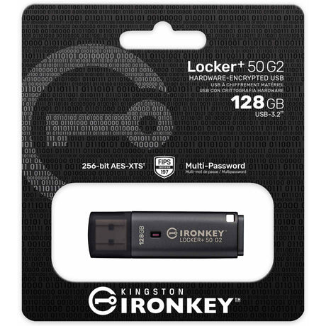 Kingston ironkey locker+ 50 g2 usb flash drive 128 gb usb-stick (antraciet, usb-a 3.2 gen 1)