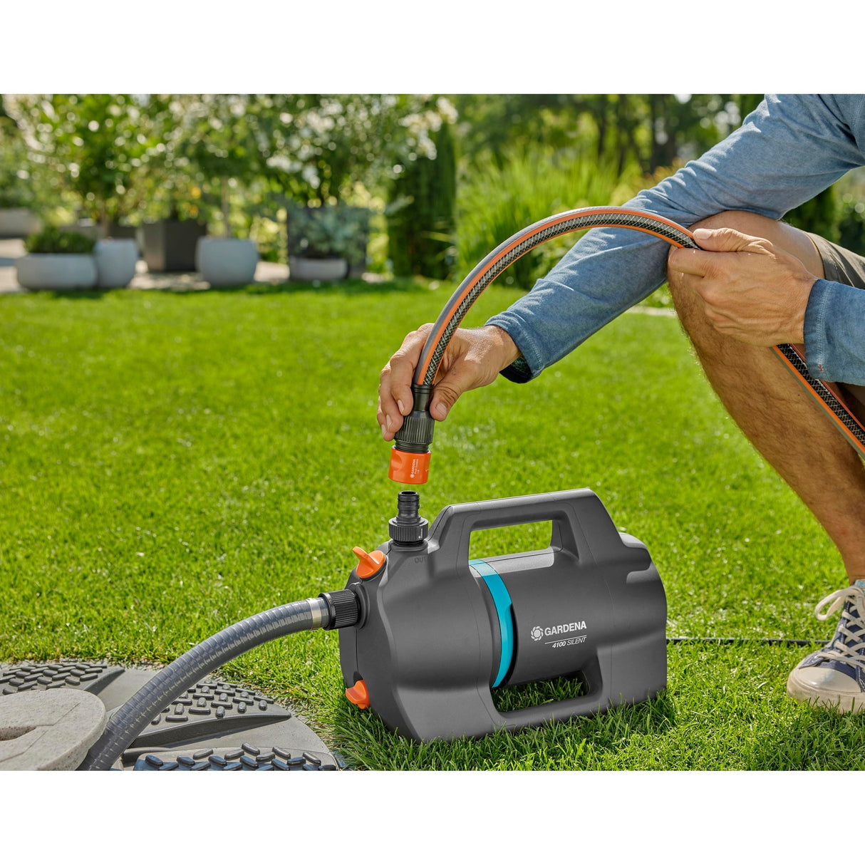 Gardena vandingspumpe 4100 silent (mørkegrå turkis, 550 watt)