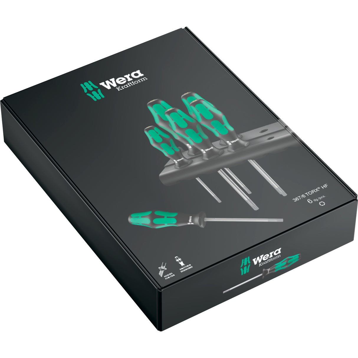 Wera 367 6 Torx HF skruetrækkersæt Kraftform Plus + stativ (sort grøn, 6 stk.)