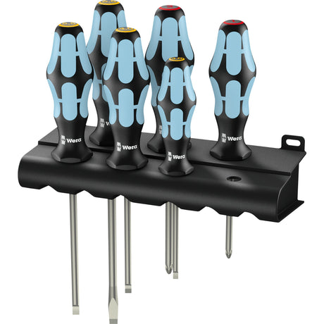 Wera 3334 6 skruetrækkersæt, rustfrit stål + holder, 6 dele (sort blå)