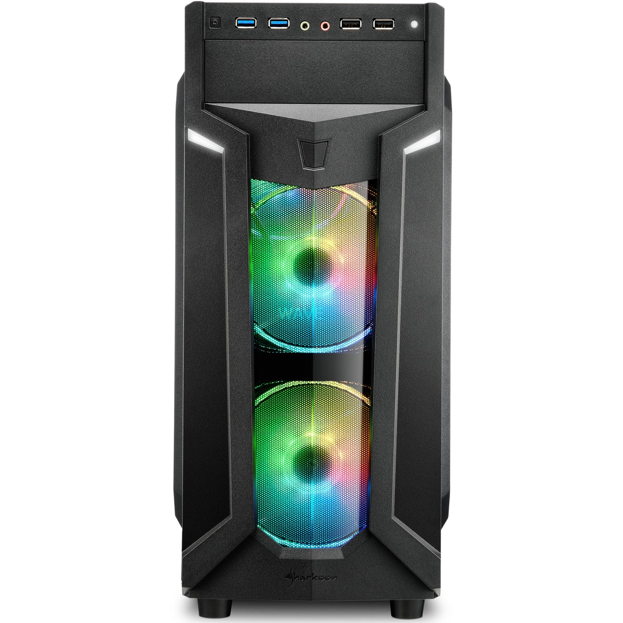 Sharkoon vg6-w rgb midi tårnhus (sort | 4x usb-a | rgb | vindue)