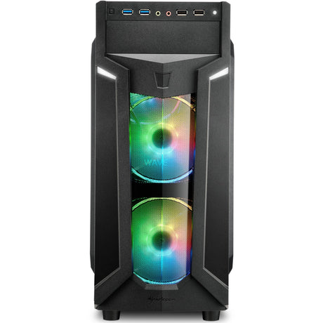Sharkoon vg6-w rgb midi tårnhus (sort | 4x usb-a | rgb | vindue)