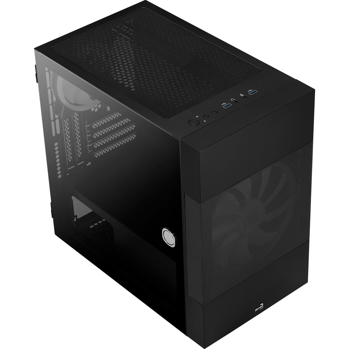 Aerocool atomic v2 mini tårnhus (sort | 2x USB-A | vindue)