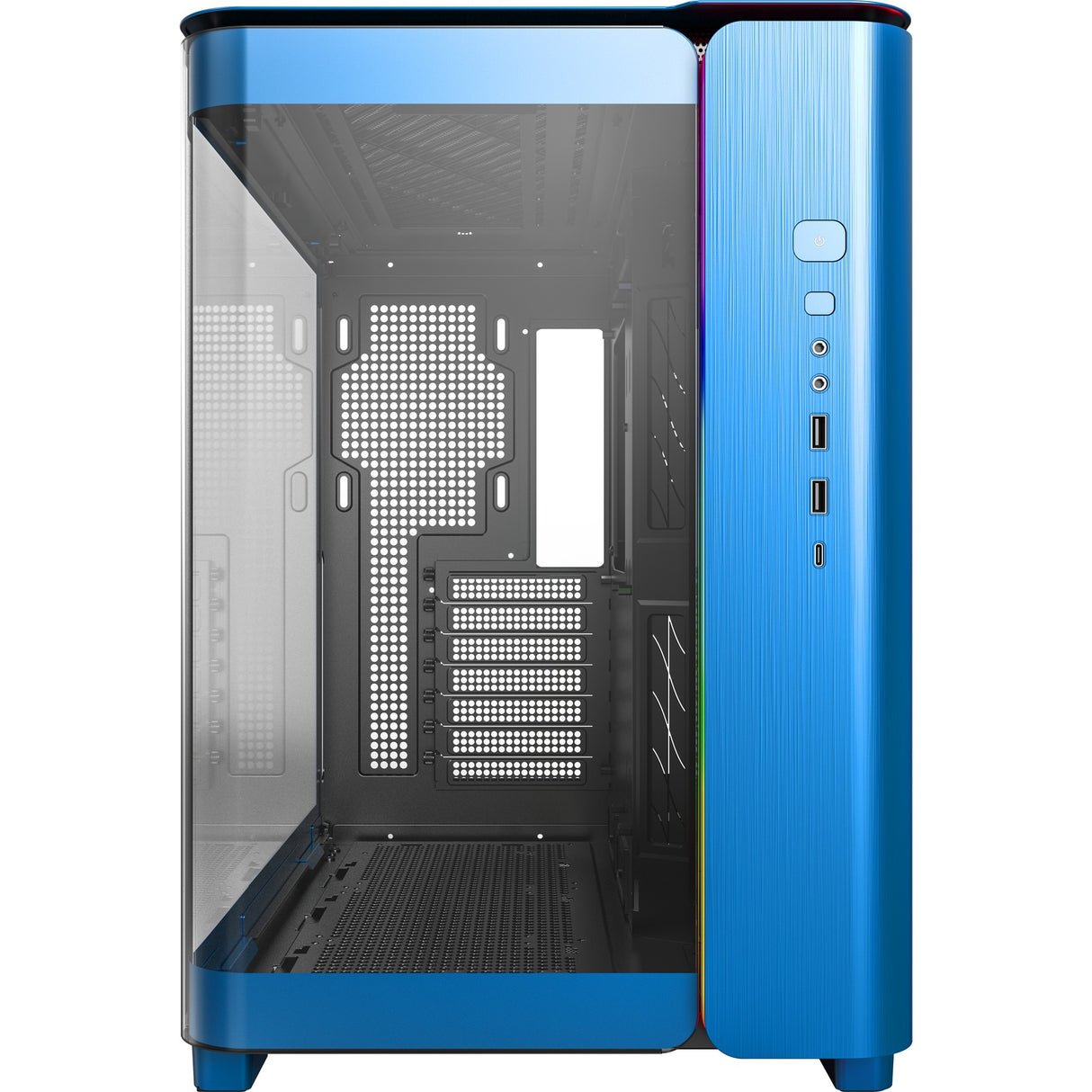 Montech king 95 midi tårnhus (blå | 2x USB-A | 1x USB-C | RGB | hærdet glas)