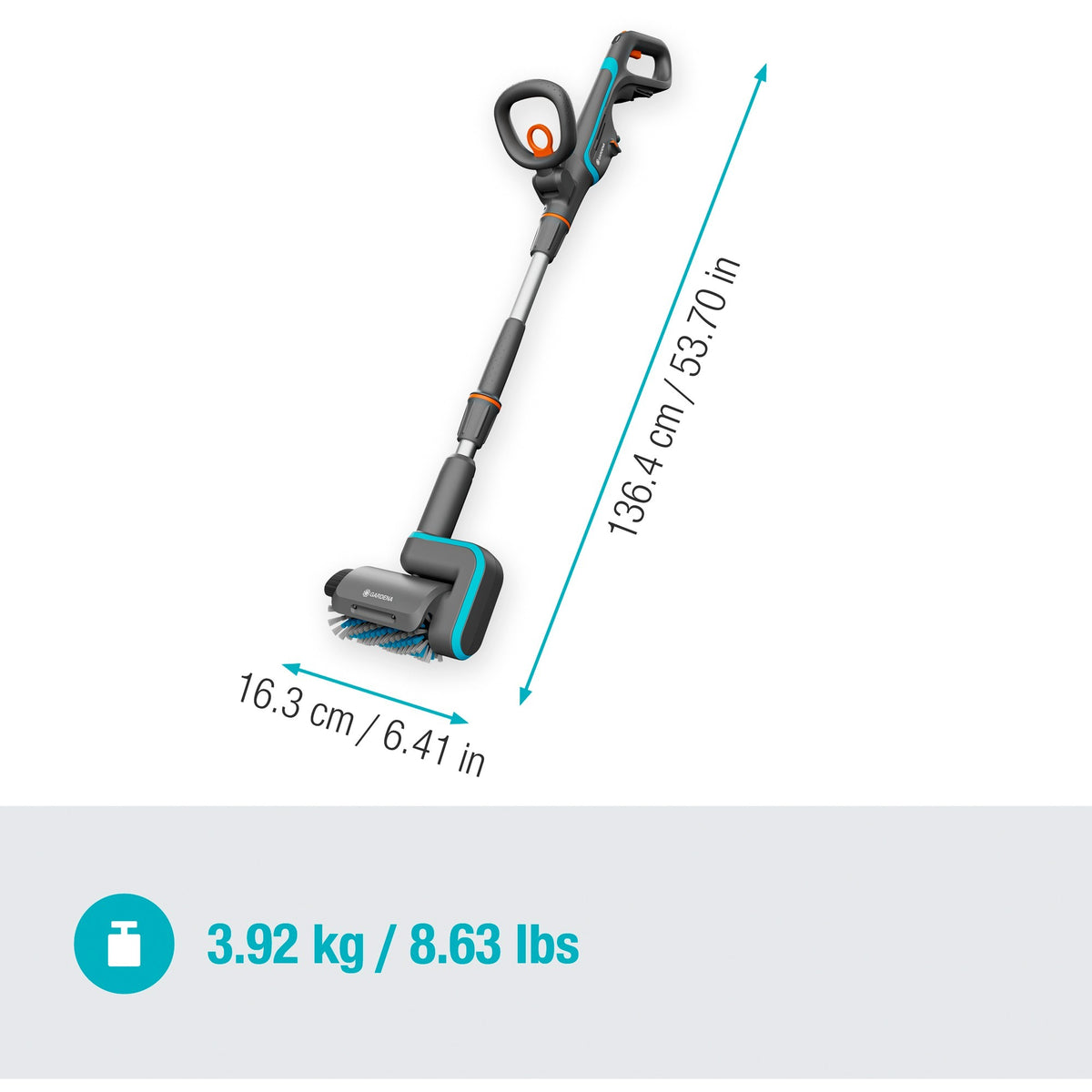 Gardena aquabrush patio 18v p4a solo batteri multi-cleaner gulvrens (grå turkis, 14841-55, batteri og oplader medfølger ikke, strøm til alle alliance)