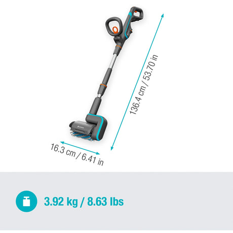 Gardena aquabrush patio 18v p4a solo batteri multi-cleaner gulvrens (grå turkis, 14841-55, batteri og oplader medfølger ikke, strøm til alle alliance)