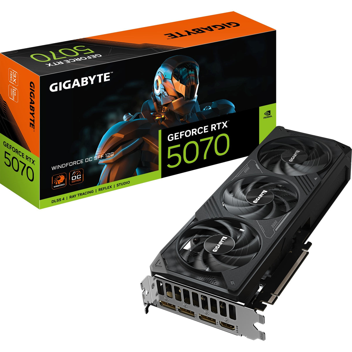 Gigabyte Geforce RTX 5070 Windforce OC SFF 12G grafikkort (3x Display Port, 1x HDMI)
