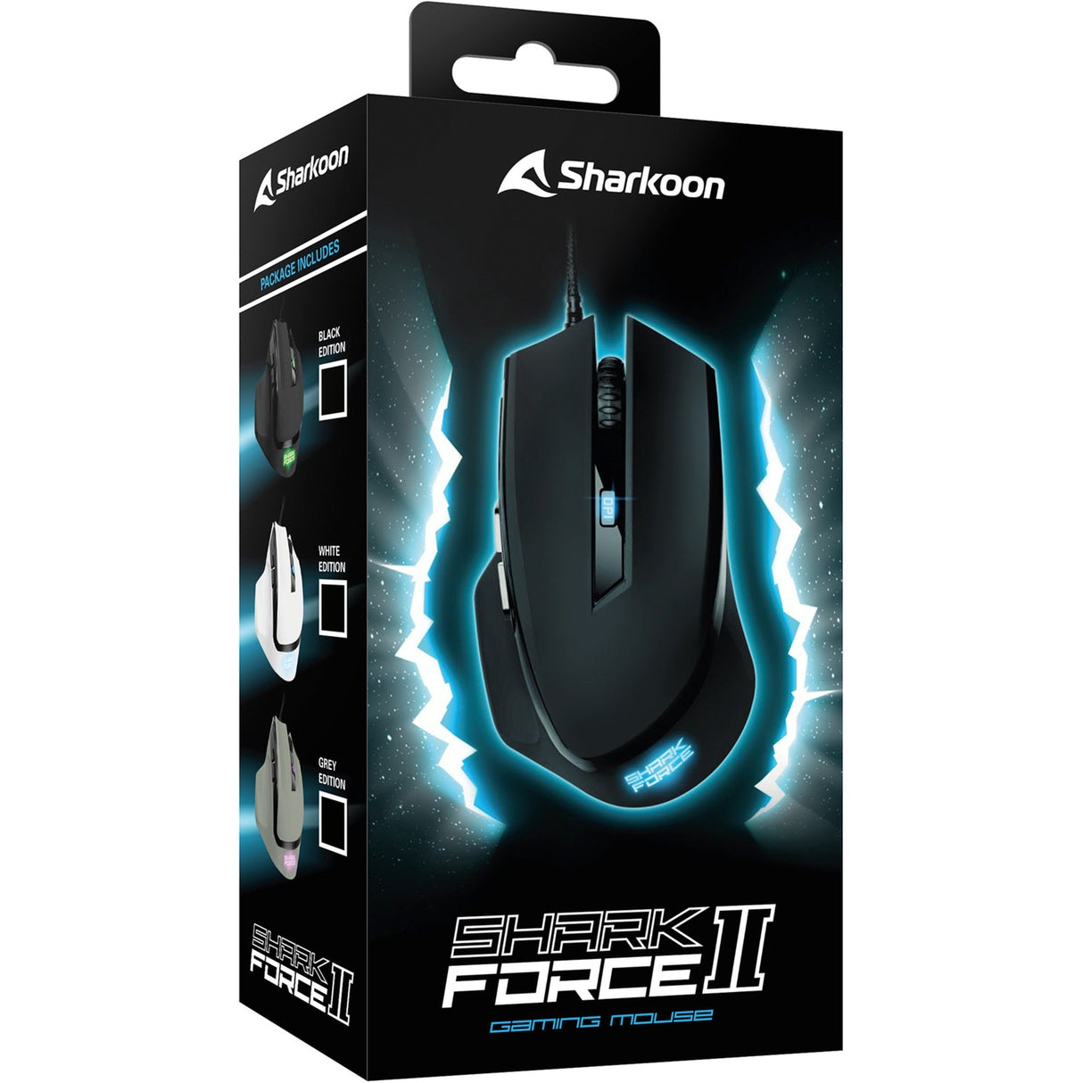 Sharkoon shark force ii gaming mus (sort, 400 - 4200 dpi, flerfarvede LED'er)