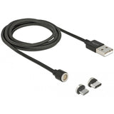 Delock magnetisk USB-data- og opladningskabelsæt til micro USB USB type-C (sort, 1,1 meter)