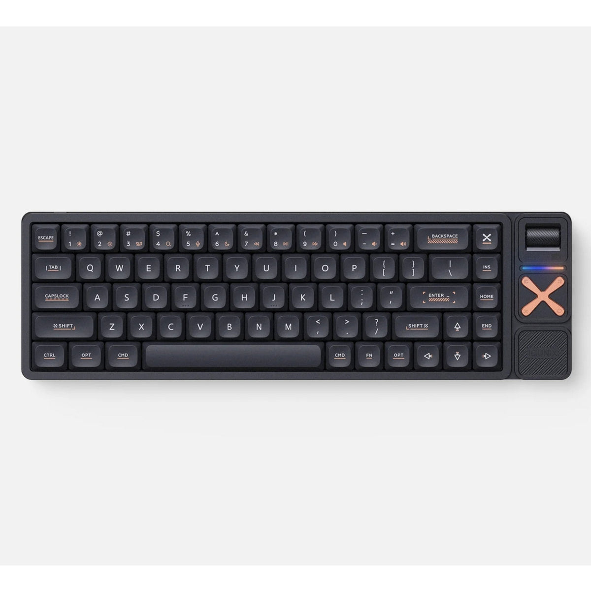 Iqunix magi65 pro shadow sort rgb mekanisk gaming-tastatur (sort, us-layout (qwerty), iqunix guldrød, 65%, rgb-lysdioder, hot-swappable, pbt, 2.4ghz | bluetooth 5.1 | usb-c)