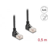 Delock rj45 netværkskabel cat.6a s ftp slim 90° opad opad vinklet 0,5 m kabel (sort)