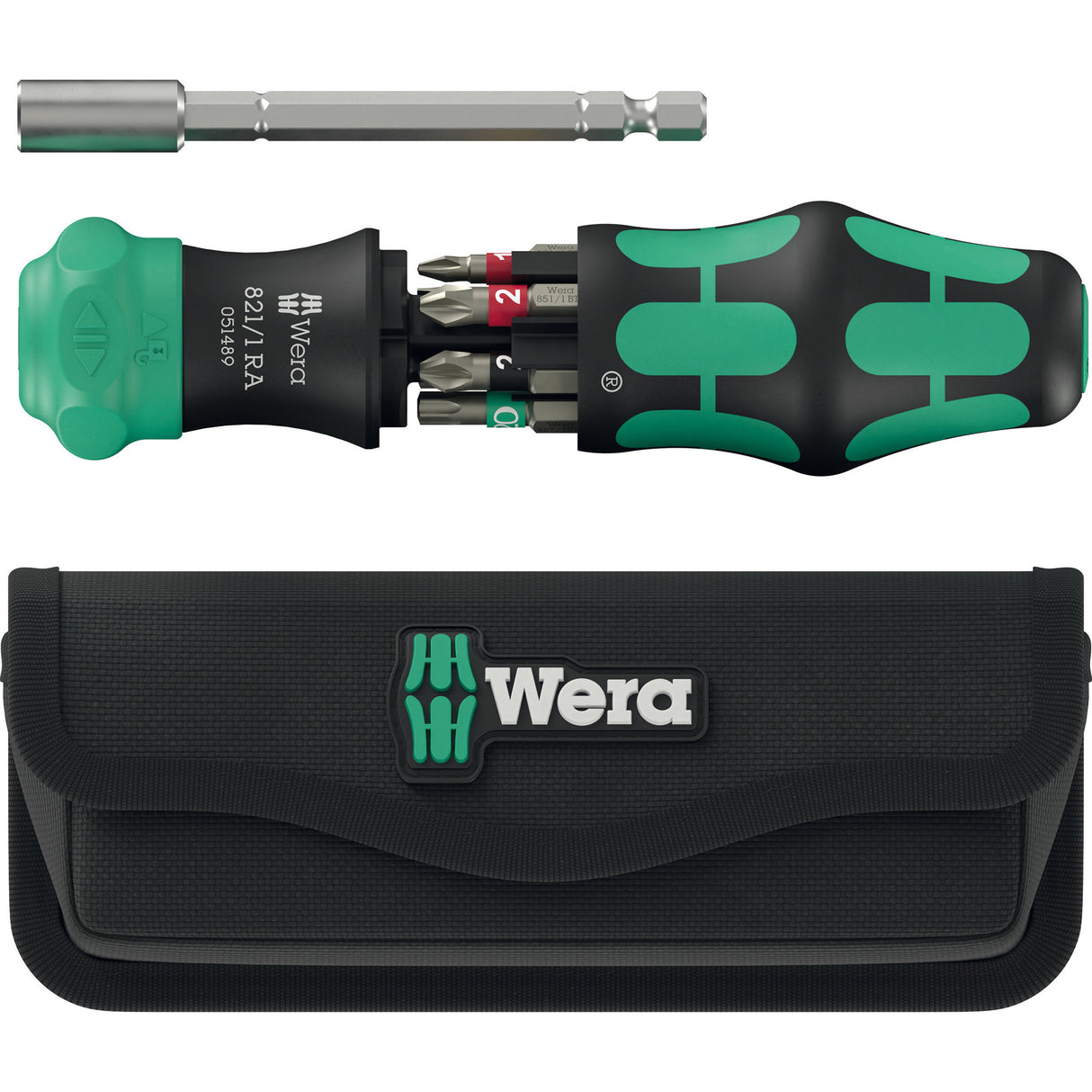 Wera kraftform kompakt 28 yard med etui, 6-delt bit sæt (sort grøn)