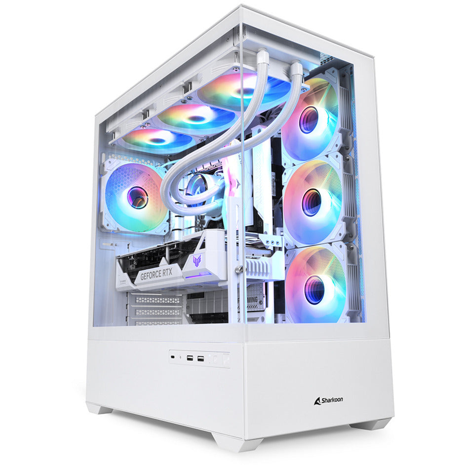 Sharkoon ak6 rgb midi tårnhus (hvid | 2x usb-a | 1x usb-c | rgb | hærdet glas)
