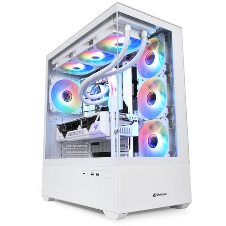 Sharkoon ak6 rgb midi tårnhus (hvid | 2x usb-a | 1x usb-c | rgb | hærdet glas)