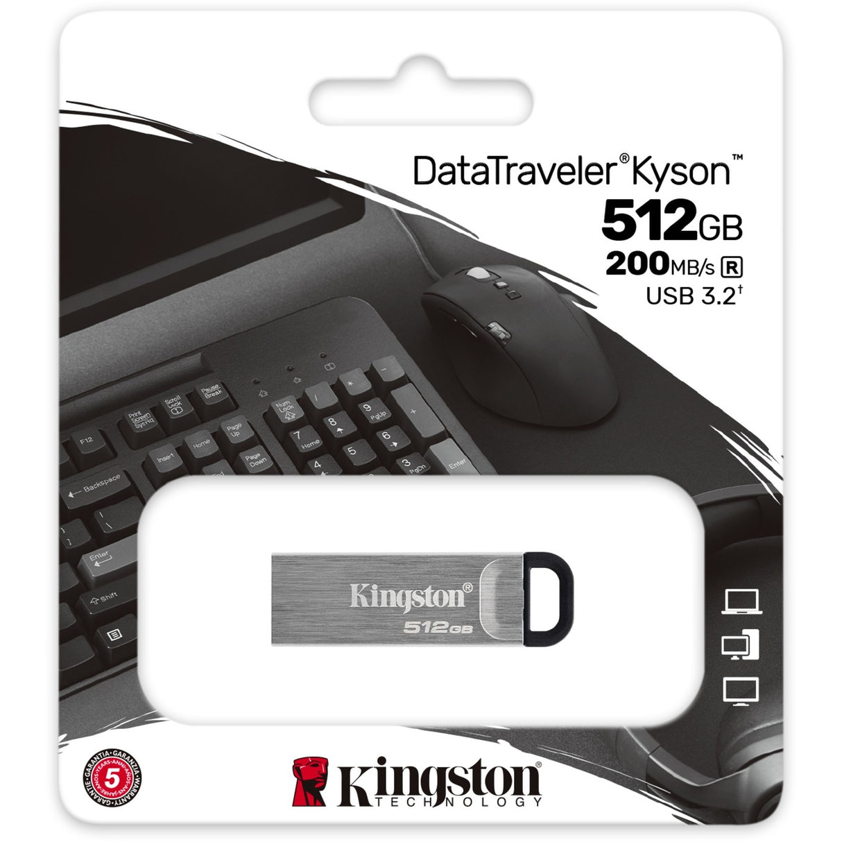 Kingston data traveler kyson 512 GB USB stick (sølv, dtkn 512 GB)