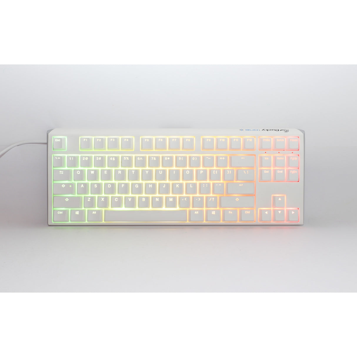 Ducky one 3 klassisk ren hvid tkl rgb mekanisk tastatur (hvid, us-layout (qwerty), cherry mx silent red, 80% (tkl), rgb lysdioder, double-shot pbt, hot-swappable, quack mekanik)