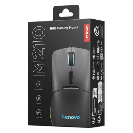 Lenovo m210 rgb gaming mus (sort, 8000 dpi, rgb)
