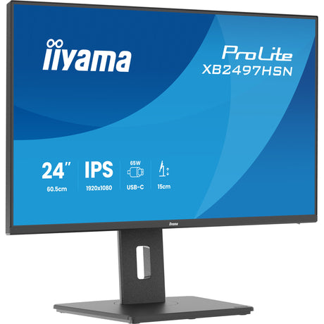 Iiyama prolite xb2497hsn-b1 23.8 skærm (sort (mat), 100 Hz, HDMI, skærmport, USB-C, lyd, LAN)