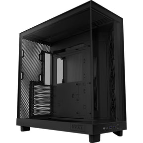 Nzxt h6 flow midi tårnhus (sort | 2x USB-A | 1x USB-C | hærdet glas)