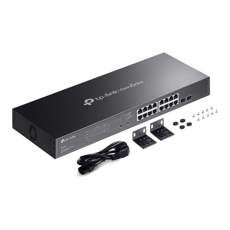 Tp-link Omada SG2218P Jetstream 18-ports Gigabit Smart Switch (sort, 16x PoE+, 2x Gigabit SFP)