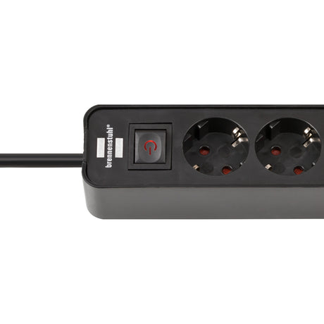 Brennerstuhl ecolor strømskinne med 2 USB-C ladestik | 4 stikkontakter | sort | 1,5m h05vv-f 3g1,5 - 1153240106
