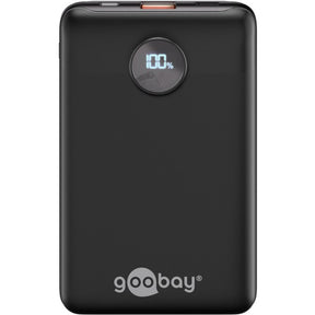 Goobay powerbank kompakt 10.000 mah (sort, 10 ah, 1x USB-A, 1x USB-C, strømforsyning, hurtig opladning)