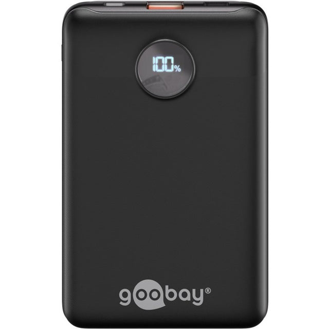 Goobay powerbank kompakt 10.000 mah (sort, 10 ah, 1x USB-A, 1x USB-C, strømforsyning, hurtig opladning)