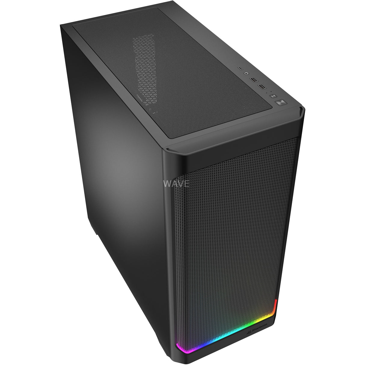 Sharkoon ak4 rgb strip midi tårnhus (sort | 2x usb-a | 1x usb-c | rgb)