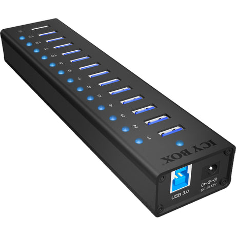 Icy box ib-ac6113 USB-hub (sort, 13x USB 3.0, 1x USB-opladningsport)