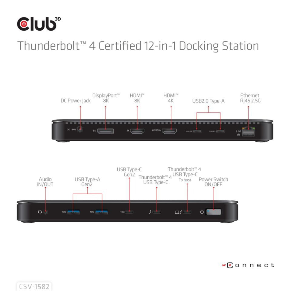 Club 3D Thunderbolt 4 12-i-1 dockingstation (sort)