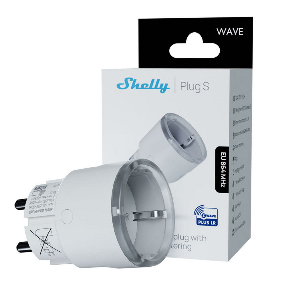 Shelly wave plug s eu lr adapter (hvid, z-wave, z-wave+)