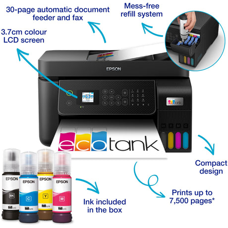 Epson ecotank et-4800 alt-i-en inkjetprinter med faxfunktion (sort)