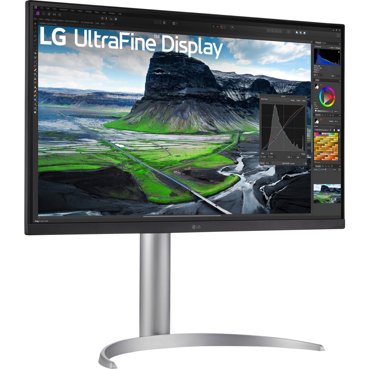 LG Ultrafine 27UQ850V-W 27 4K UHD-skærm (hvidsølv, 2x HDMI, skærmport, 2x USB-A, USB-B, USB-C)