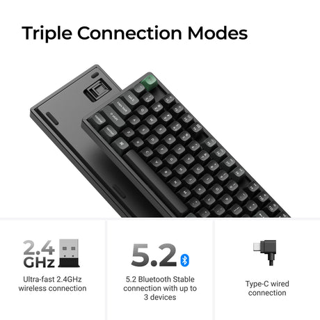 Keychron k8 ultra 8k wireless custom mechanical keyboard (zwart, us lay-out (qwerty), apex banana, 80% (tkl), rgb leds, osa double-shot pbt, usb-c | 2.4 ghz | bluetooth 5.2)