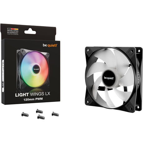 Vær stille! light wings lx pwm rgb case ventilator (sort, 120 x 120 x 25 mm)