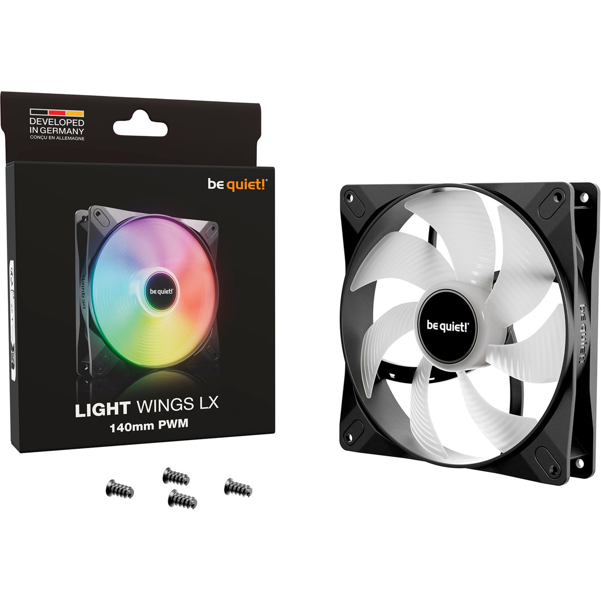 Vær stille! light wings lx pwm rgb case ventilator (sort, 140 x 140 x 25 mm)