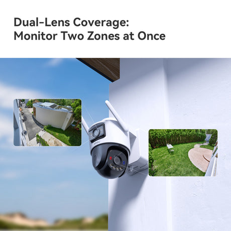 Imou aov dobbelt linse 5mp+5mp udendørskamera (hvid, 3k, 4G LTE, WiFi 6, solpanel)