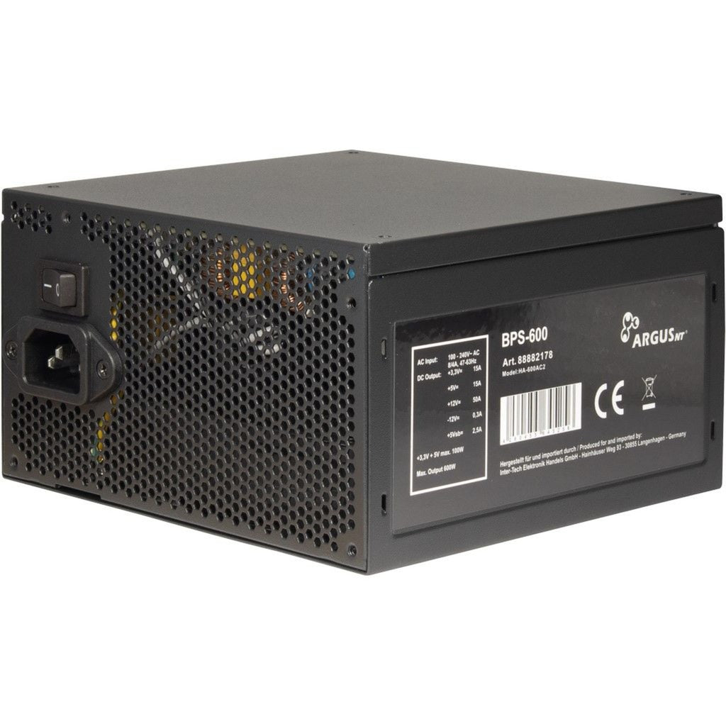 Inter-tech argus bps-600 600 watt strømforsyning (sort, 4x pcie)