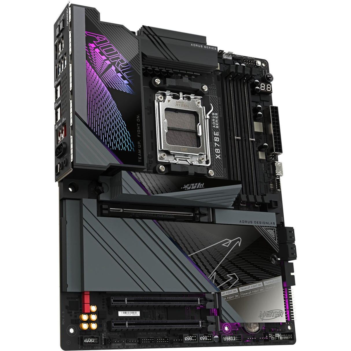 Gigabyte x870e aorus master socket am5 bundkort (sort, raid, 5 GB LAN, Wi-Fi 7, BT, lyd, ATX)