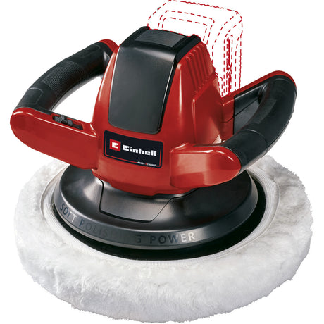 Einhell batteri polermaskine ce-cb 18 254 li solo - power x-change - 18 v li-ion - 2.500 t min - ø254 mm - inkl. 2x pudseklud (1x tekstil, 1x syntetisk) - ekskl. batteri og oplader