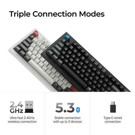 Keychron q5 ultra-m3 8k trådløst brugerdefineret mekanisk tastatur (hvid, us-layout (qwerty), silke pom rød, 96%, rgb, hot swap, 8k, 2,4 ghz | bluetooth 5.2 | usb-c)