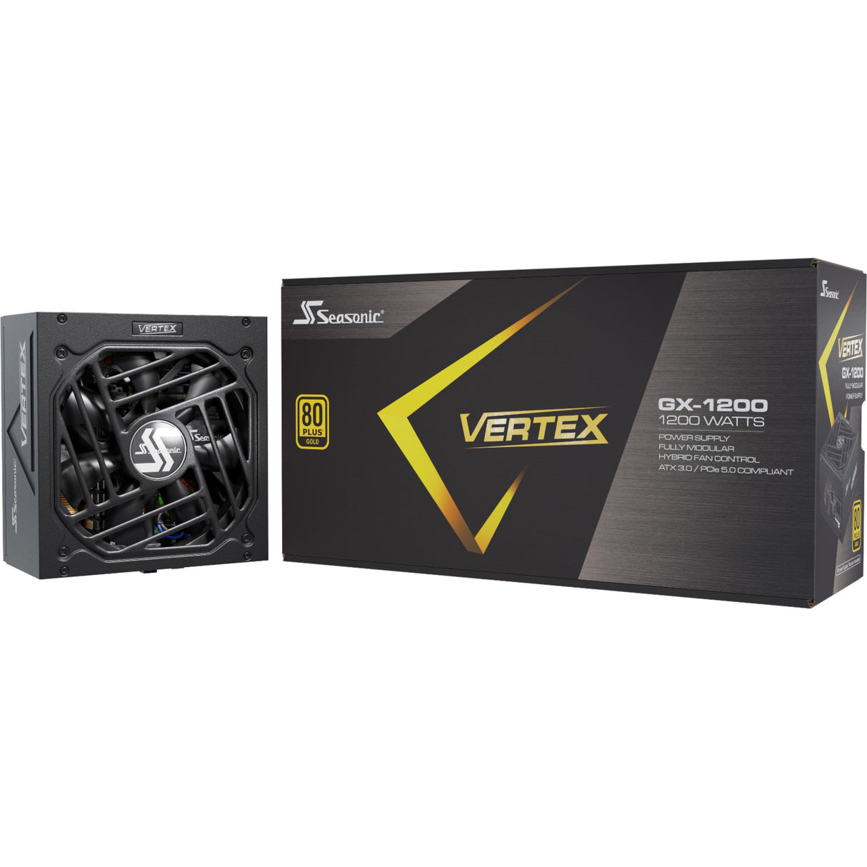 Seasonic vertex gx-1200 modulær 1200 watt strømforsyning (sort, 1x 12v-2x6, 3x pcie)