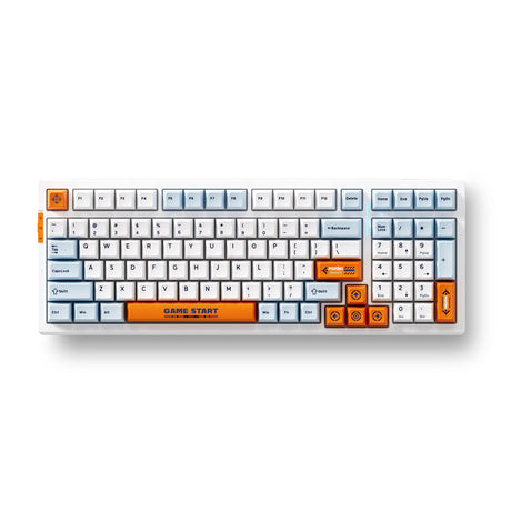 Mchose G98 Pro Orange Blue Snow Tiger Wireless Tri-Mode Custom Mechanical RGB Gaming Keyboard (Blå, US Layout (Qwerty), TTC Snow Tiger, RGB, Hot Swap, Double-Shot PBT, Wireless | Bluetooth | USB-C)