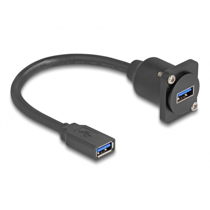 Delock d-type usb 5 gbps kabel type-a hun til type-a hun kabel (sort, 20 cm)